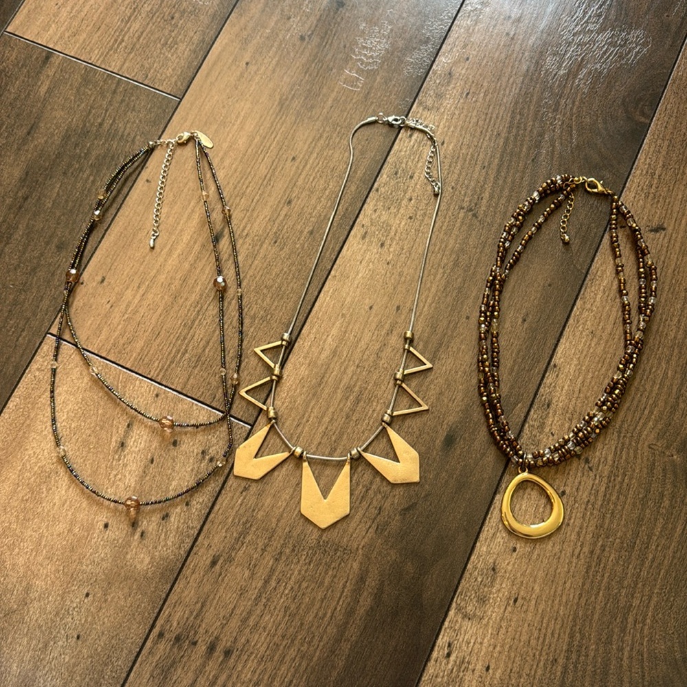 gold and brown gently used costume jewelry